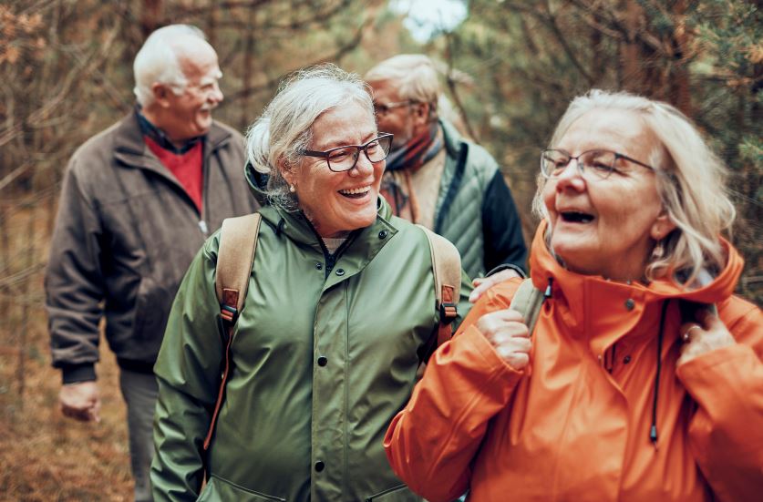 group of seniors hiking