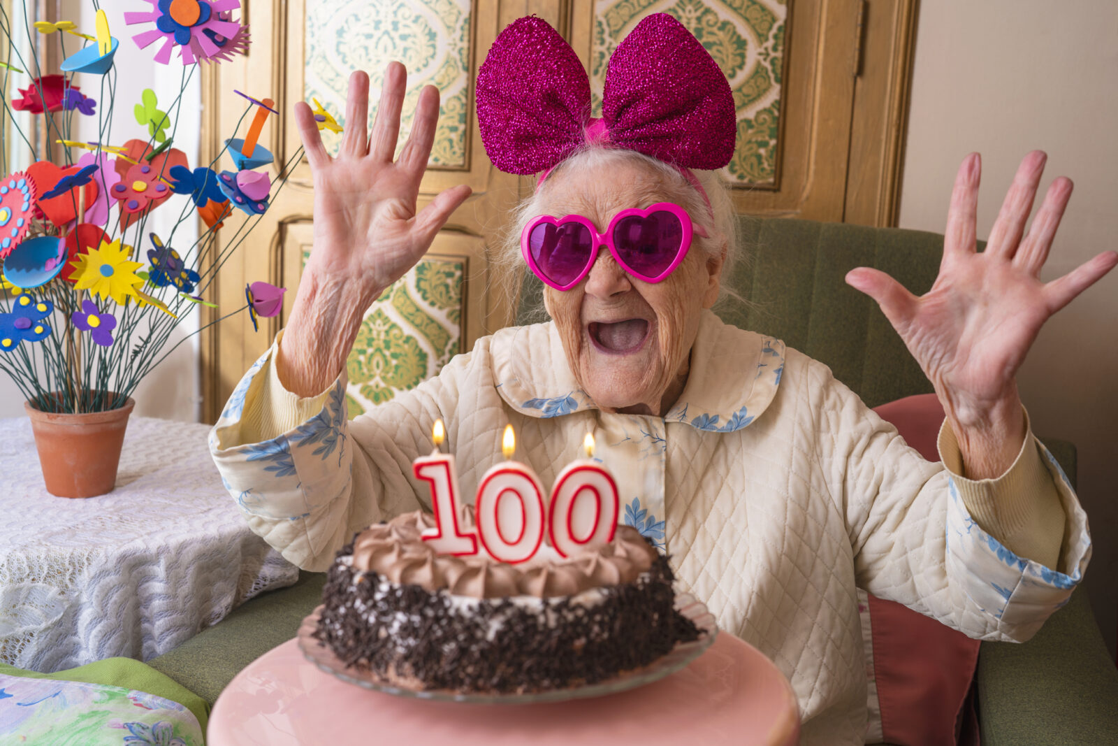 100 years old birthday cake to old woman elderly celebration funny humor